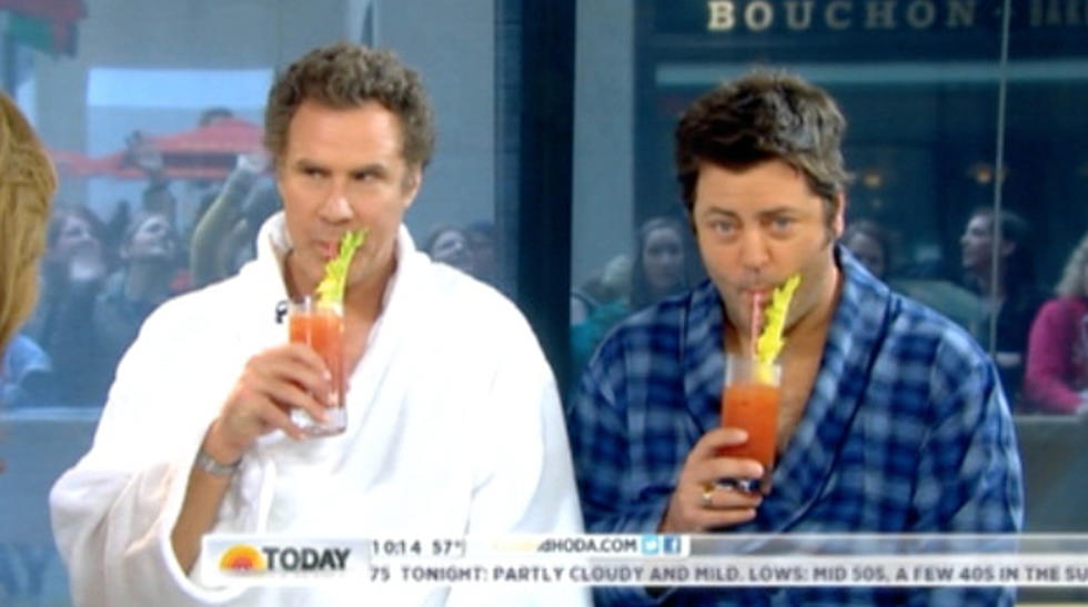 Will Ferrell And Nick Offerman Visit ‘Today’ While Wearing Robes And Drinking Bloody Marys [VIDEO]