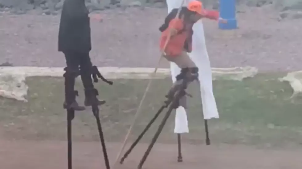 This Guy on Stilts Had a Bad Time on Duluth’s Lakewalk