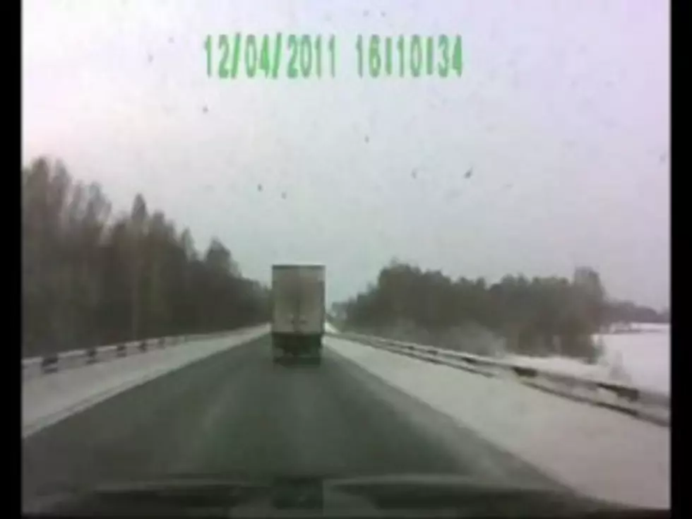 A Car, a Semi-Truck And an Icy Road &#8211; Close Call! [VIDEO]