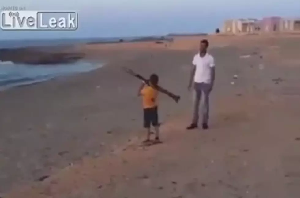 Just a Boy and His Rocket Launcher on the Beach [VIDEO]