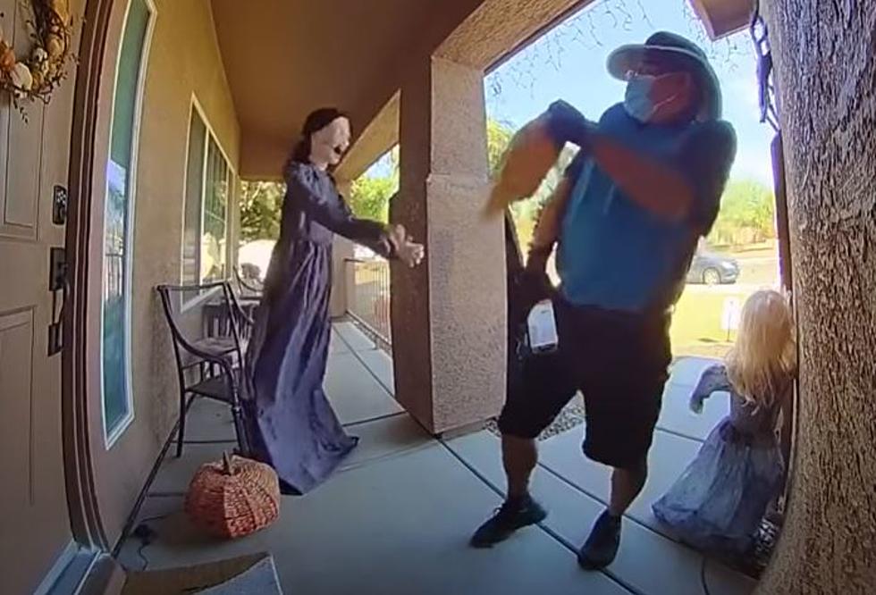 Watch Halloween Display Scare Delivery Man