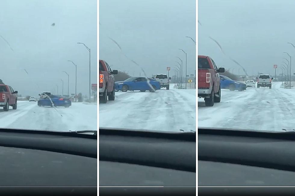 Watch Car Spin Out on Frozen Texas Highway