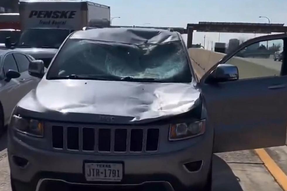 Watch: Tire Hits Car on North Dallas Tollway