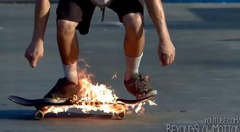 Guy Pulls Off Skateboard Tricks While the Board is on Fire [VIDEO]