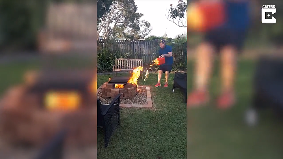 Dude Pours Gasoline on Fire Pit, Promptly Sets Yard on Fire