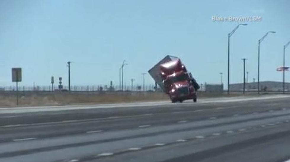 Strong Texas Winds Blow Over an 18-Wheeler on Highway Causing Major Delays