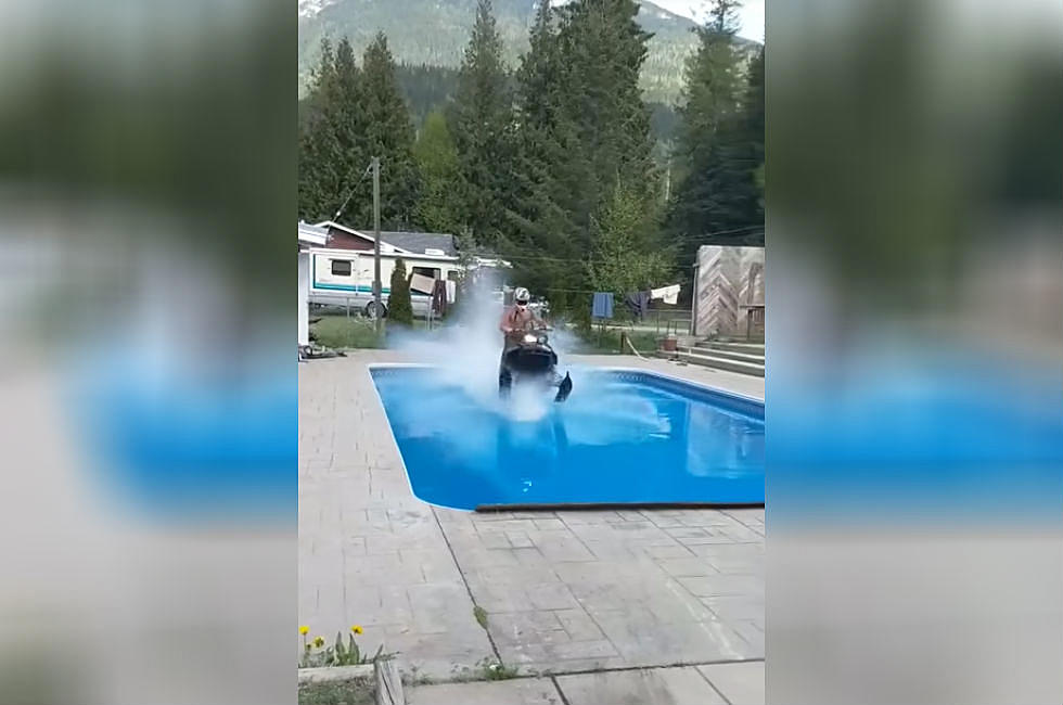 A Guy Drove a Snowmobile Across a Pool and It Ended Badly