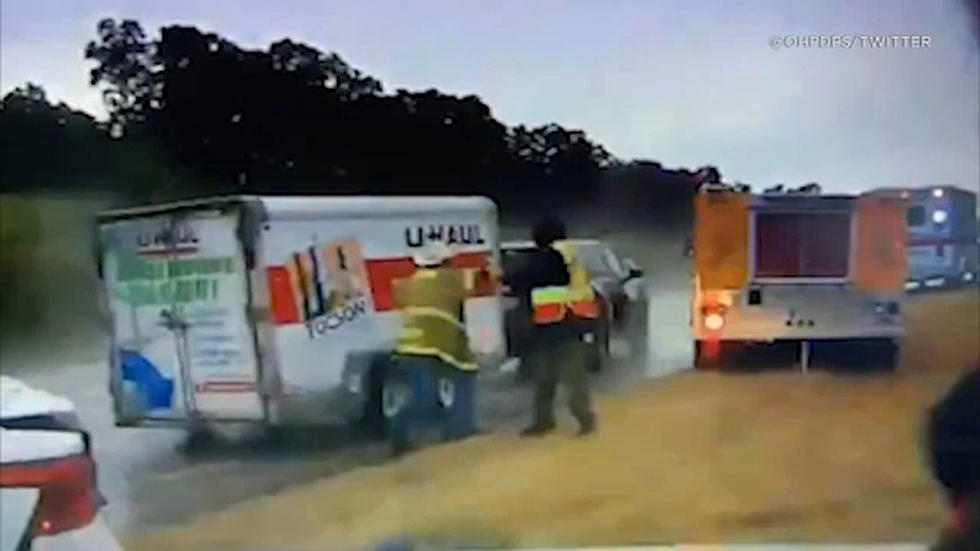 U-Haul Trailer Hydroplanes into Oklahoma Firefighters in Crazy Video