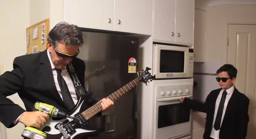 Dad and Son Cover ‘Pulp Fiction’ Theme with Oven and Drill