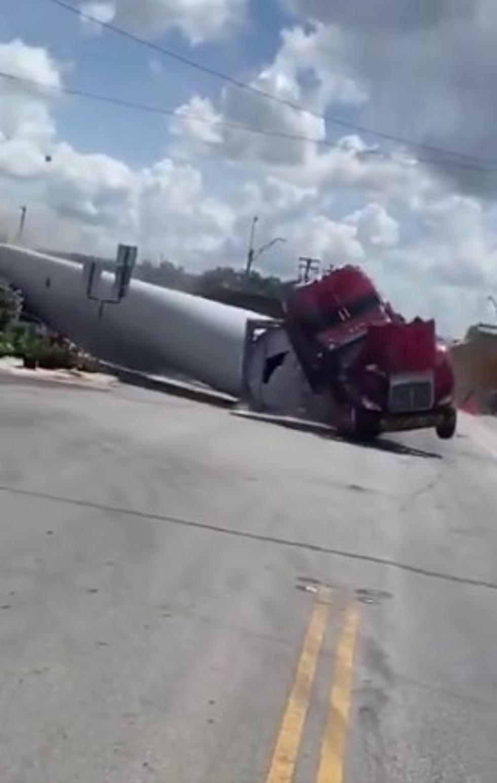 Texas Train Annihilates Truck Carrying Windmill Blade [VIDEO]