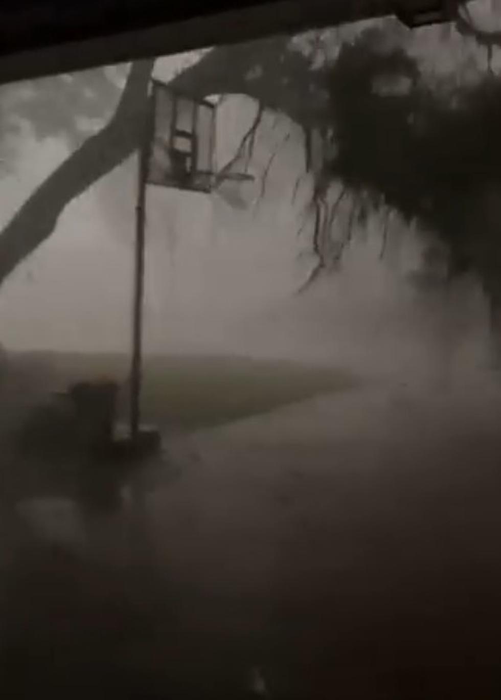 Footage from Burkburnett Storms Shows Tree Falling Onto Truck