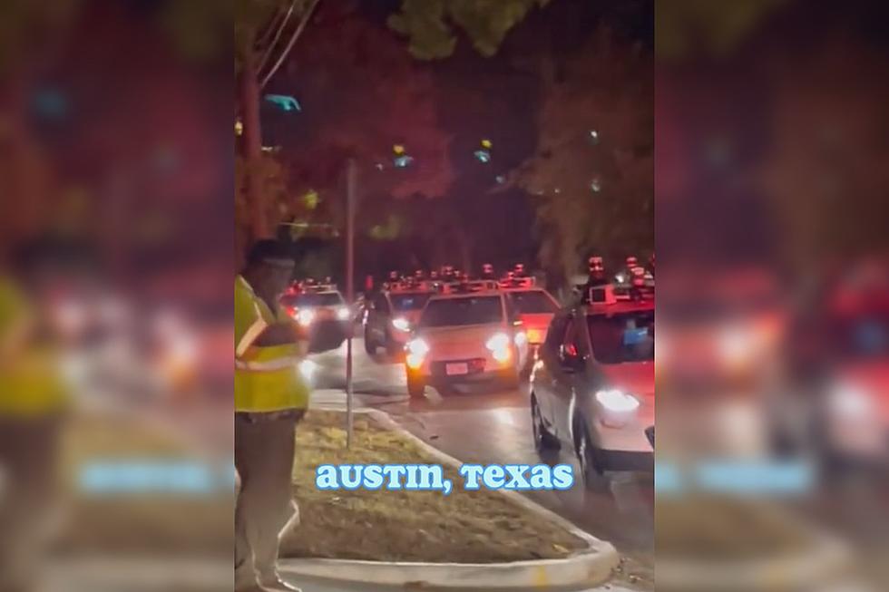 Line of Self-Driving Cars Form Barricade in Austin, Texas Street