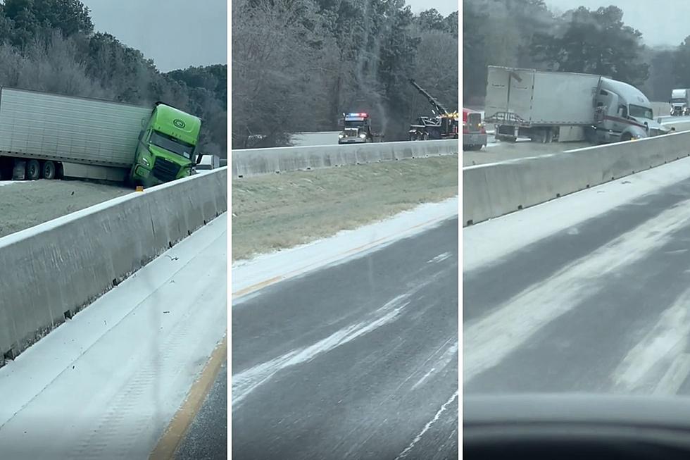 Video of Multiple 18-Wheelers Wrecked on Frozen Texas Highway