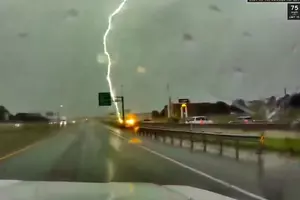 Video Shows the Moment Lightning Strikes Vehicle on Texas Highway