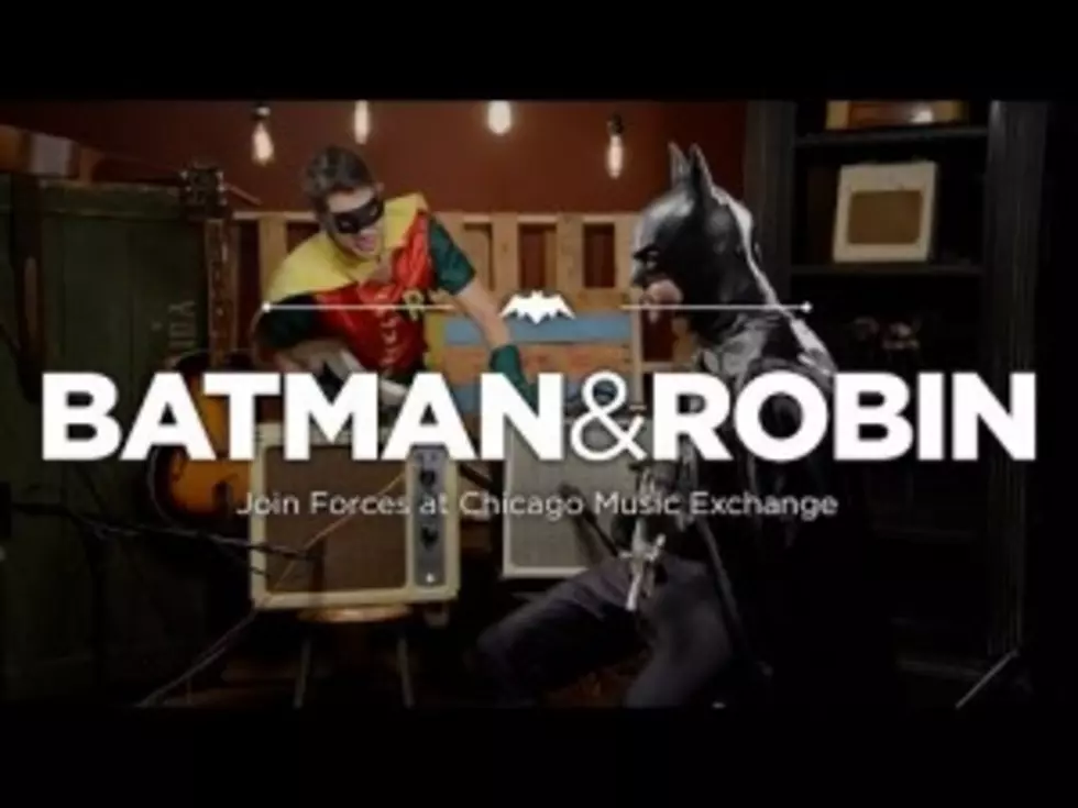 Batman and Robin Spend Time at Chicago Music Store [VIDEO]
