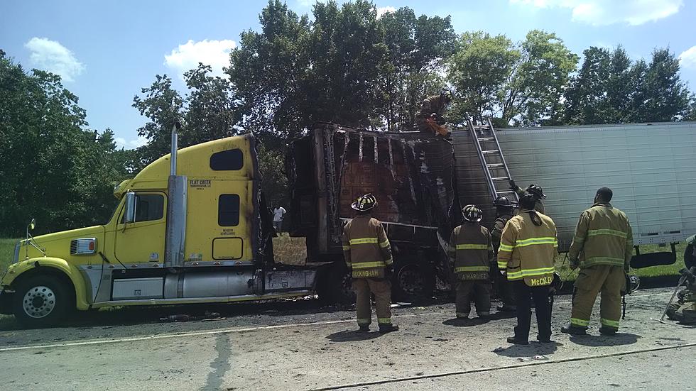 18-Wheeler Catches Fire on I-20
