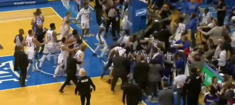 Wild Brawl at End of College Basketball Game