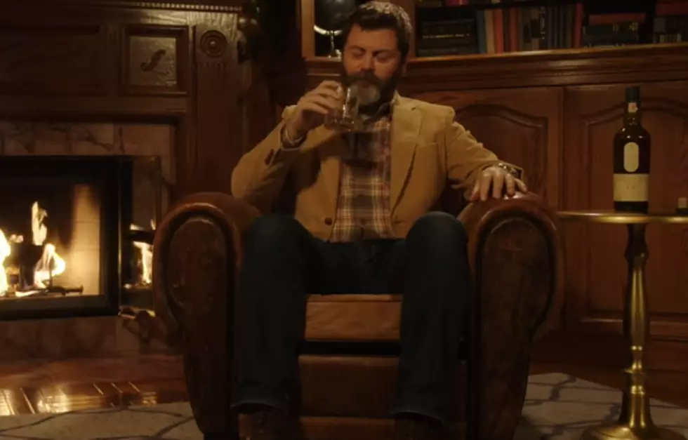 Nick Offerman Drinks Whiskey By A Yule Log For 44 Minutes [VIDEO]