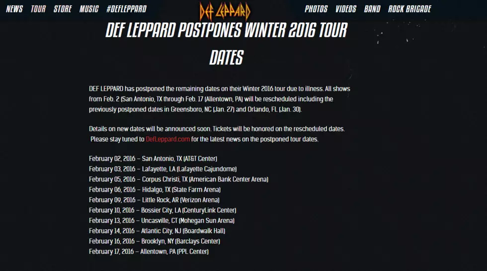 BREAKING NEWS: Def Leppard Postpones Bossier City Show