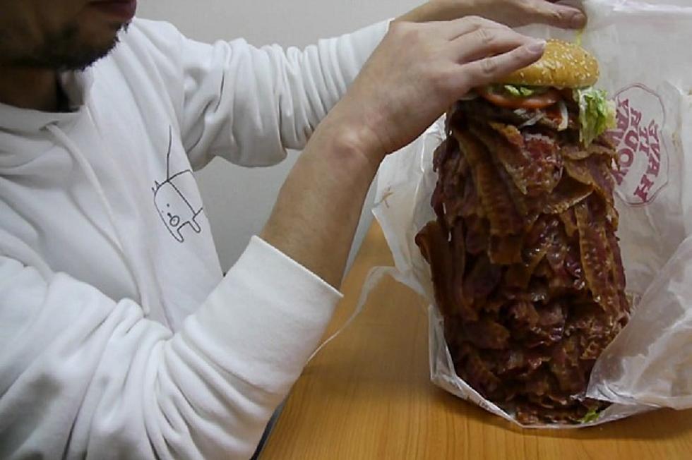 Man Tries To Eat A Whopper With 1,050 Strips Of Bacon [VIDEO]