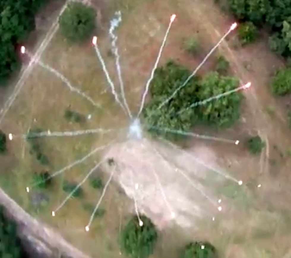 Aerial Birds-Eye View of Fireworks Exploding [VIDEO]