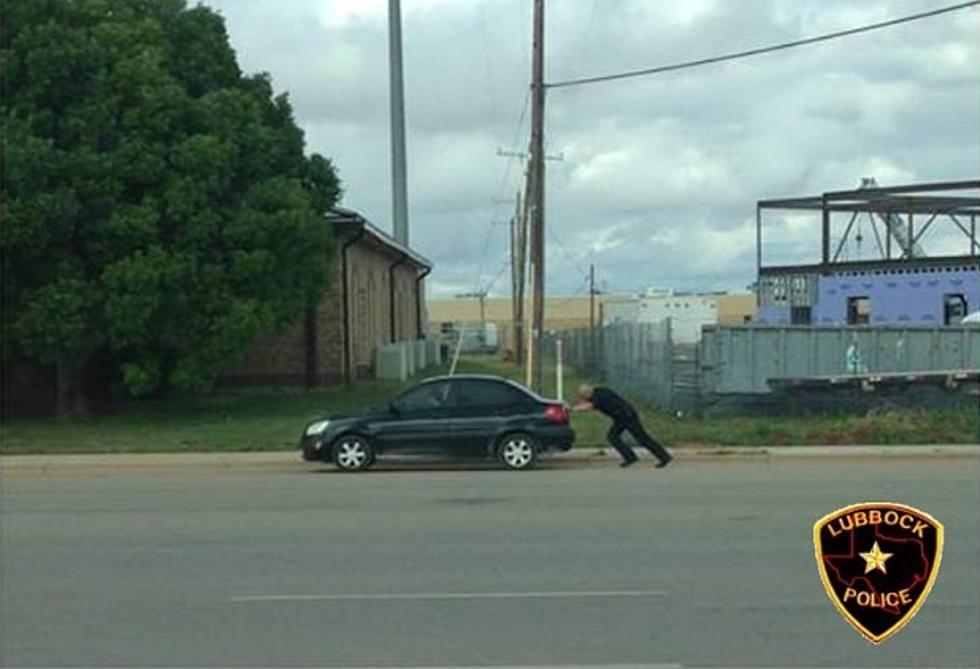 Lubbock Police Officer Single-Handedly Pushes Stalled Car for Blocks