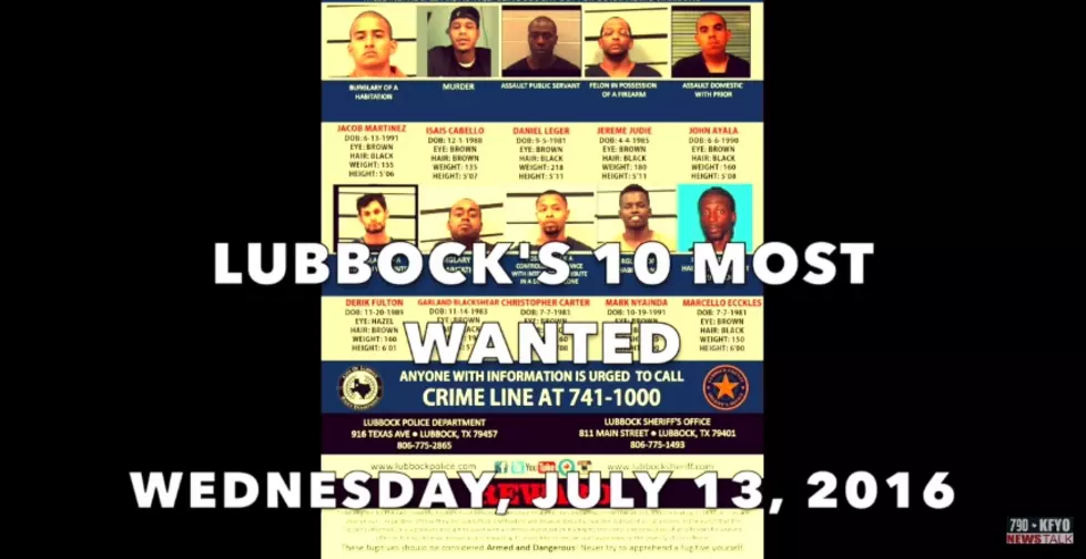Lubbock’s 10 Most Wanted — Week of July 13, 2016