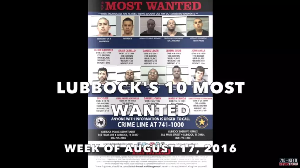 Lubbock’s 10 Most Wanted — Week of August 17, 2016
