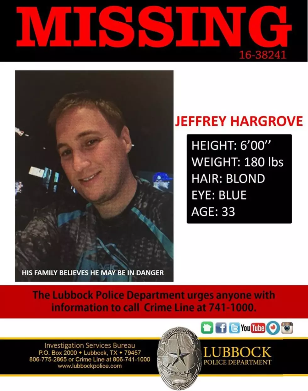 Family & Friends Help Search for Missing Texas Tech Student Jeffrey Hargrove