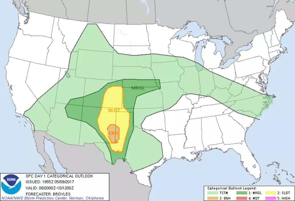 Increased Chance of Severe & Tornadic Thunderstorms Across the South Plains Tuesday Evening