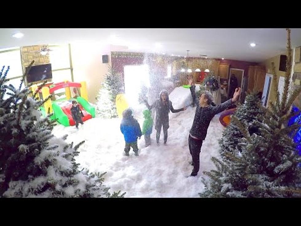 Dad Surprises Kids With Indoor Snow Park [VIDEO]