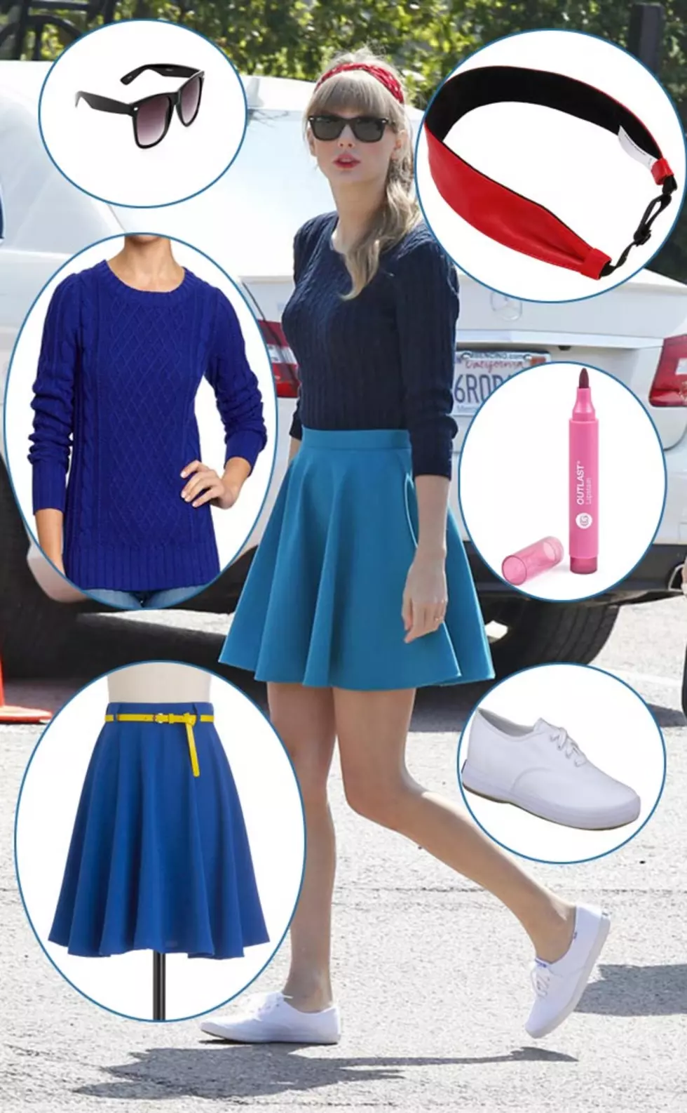 Taylor Swift Channels &#8217;50s Good Girl in Blue Skirt and Sweater – Get the Look