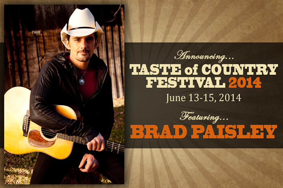 Brad Paisley Announced as 2014 Taste of Country Music Festival Headliner