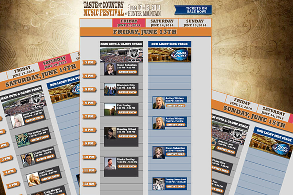 Complete Schedule for 2014 Taste of Country Music Festival Revealed