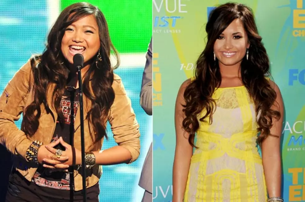 Charice Presents Demi Lovato With Acuvue Inspire Award at the 2011 Teen Choice Awards