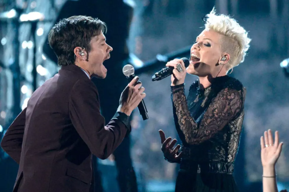 Watch Pink + Nate Ruess&#8217; Gravity-Defying Mashup of &#8216;Try&#8217; + &#8216;Just Give Me a Reason&#8217; at the 2014 Grammys [VIDEO]