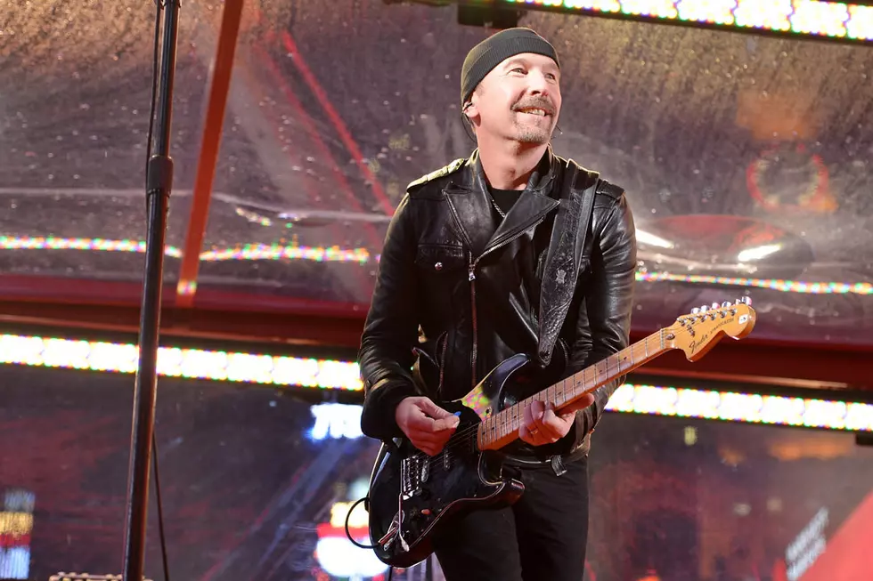 U2’s the Edge Meets the Edge of the Stage, Falls Off It