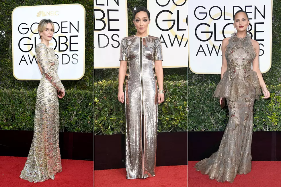 Sarah Paulson, Chrissy Teigen and More Continue the Metallic Trend at the 2017 Golden Globes