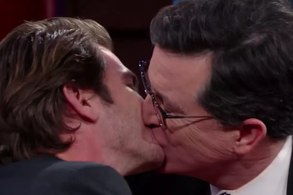 Andrew Garfield Explains Smooch With Ryan Reynolds, Kisses Stephen Colbert