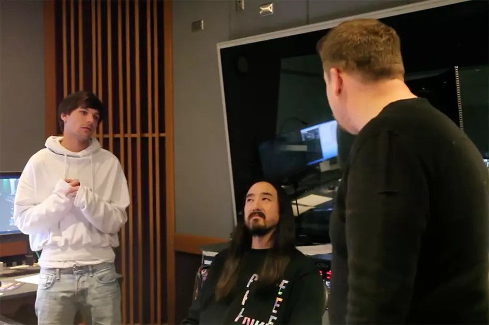 James Corden Tries to Crash Louis Tomlinson and Steve Aoki 'Just Hold On' Session