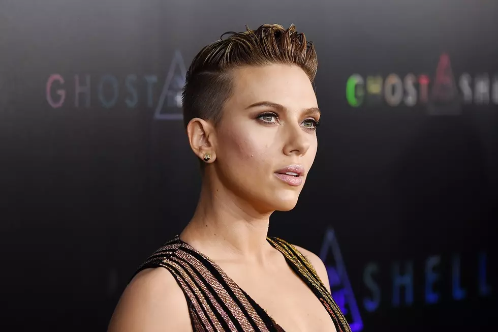 Scarlett Johansson Stuns in Slinky Striped Gown at ‘Ghost in the Shell’ Premiere: Photos