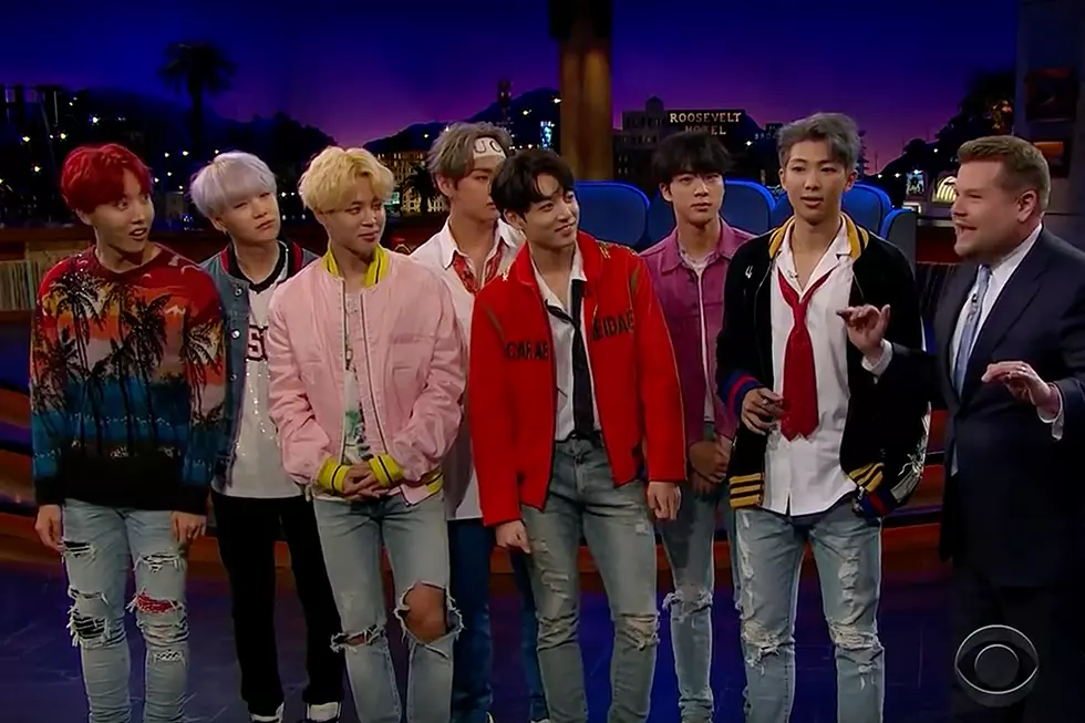 James Corden Tries to Get BTS to ‘Flinch’ as Fruits Shoot at Them