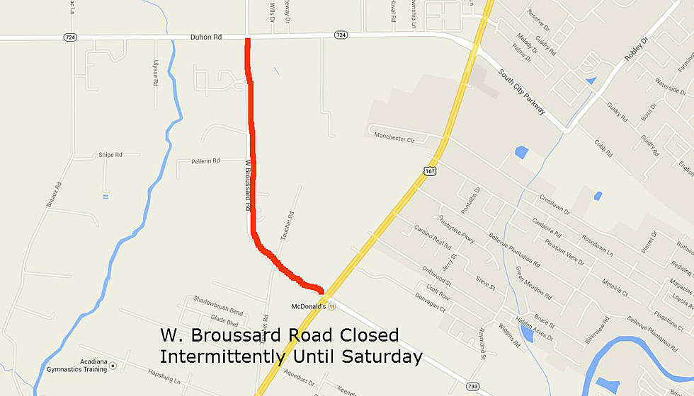 W Broussard Road Closed 