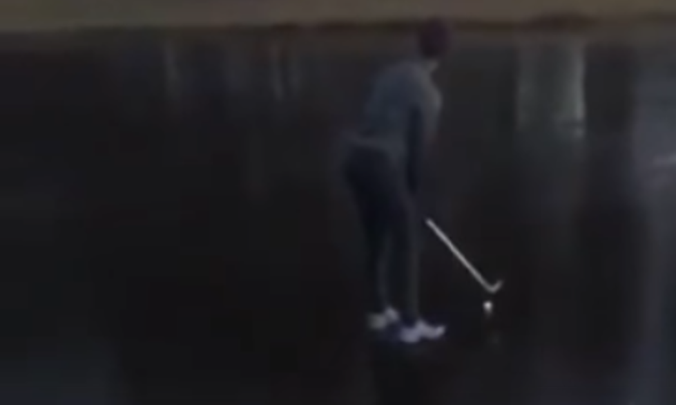 Golfer Tries To Play A Frozen Water Hazard With Predictable Results [Video]