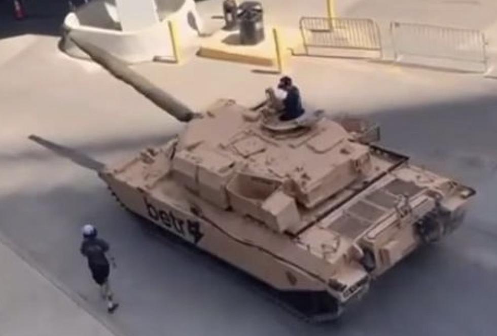 Army Tank Seen Entering Dallas Arena Prior to Fight Night [WATCH]