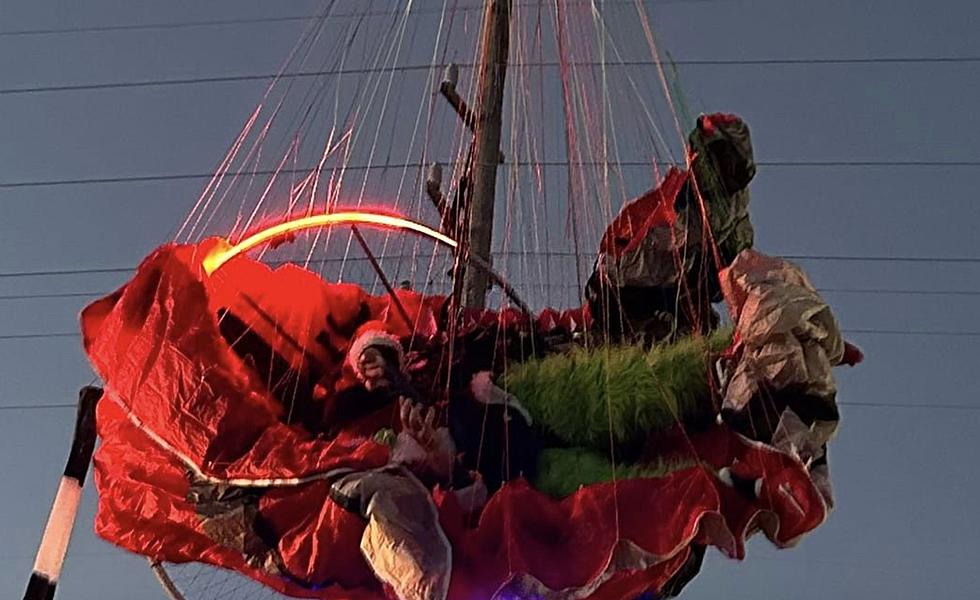 ‘Christmas Grinch’ Strikes and Gets Stuck on Power Lines in Evangeline Parish