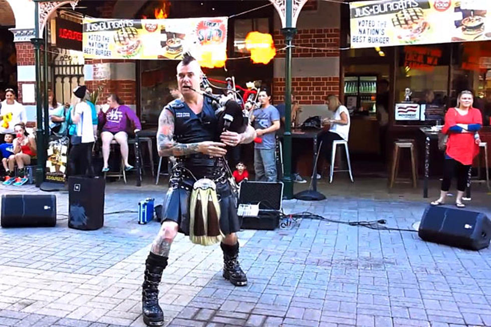 Man Plays AC/DC on Flaming Bagpipes
