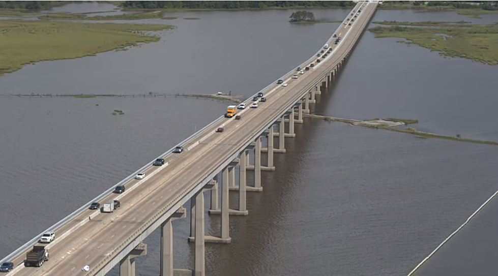 Helicopter Lands Under Louisiana Interstate Bridge