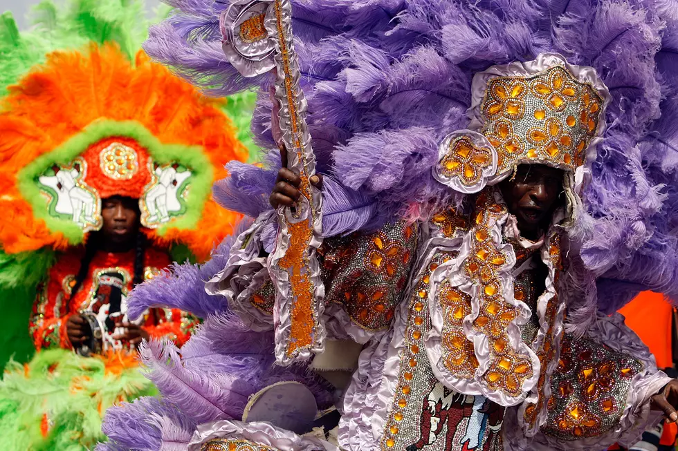 Mardi Gras Indian Suit at Site of Former Confederate Statue