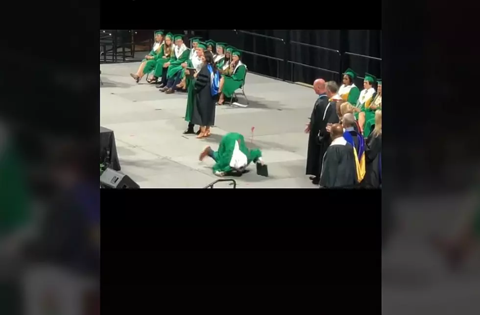 Lafayette High Student Back Flips at Graduation...Almost [Video]